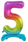  Színes Rainbow 5-ös szám fólia lufi talppal 74 cm (MLG129076) - sandori