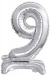  Ezüst Silver mini 9-es szám fólia lufi talppal 38 cm (DPA9911732) - sandori