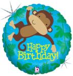  Happy Birthday Monkey Buddy Holo fólia lufi 46 cm (GBB36148H) - sandori