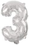  Ezüst Silver 3-as szám fólia lufi 95 cm (PNN92469)