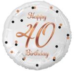  Happy Birthday 40 B&C White fólia lufi 36 cm (MLG155730)