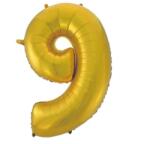  Arany 9-es Gold Mat szám fólia lufi 92 cm (MLG106602) - sandori