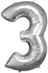  Ezöst Silver óriás szám fólia lufi 3-as, 83x53 cm (DPA9906288) - sandori