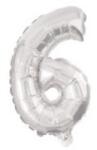  Ezüst Silver 6-os szám fólia lufi 10 cm (PNN91544) - sandori