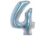  Ezüst Holographic 4-es szám fólia lufi 76 cm (MLG144765) - sandori