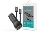 DEVIA Extreme Speed Series 30W PD+QC USB+Type-C autós töltő adapter+Type-C/Type-C kábel 1m - fekete