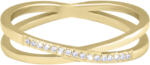 Troli Inel dublu fin din oțel placat cu aur cu zirconiu transparent Gold 49 mm