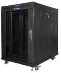 Lanberg FF01-6815-12BL 19" 15U SZÉL: 600mm MÉLY: 800mm MAG: 898mm lapraszerelt LCD üvegajtós fekete rack szekrény (FF01-6815-12BL) - bestbyte