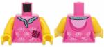 LEGO® 973pb6012c01c47 - LEGO sötét rózsaszín minfigura felső test, sárga kezek, kígyó és virágok mintával (973pb6012c01c47)