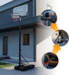 inSPORTline Összecsukható kosárlabdapalánk inSPORTline Tifton, teleszkópos acélszerkezet, magasságállítás, 27 kg, beltéri és kültéri használat, acél szerkezet (28904)