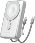 Dudao K29 10000mAh PD 20W MagSafe Powerbank fémházzal, állvánnyal és beépített USB-C/Lightning kábelekkel - Ezüst