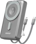 Dudao K29 10000mAh PD 20W MagSafe Power Bank fém tokkal, állvánnyal és beépített USB-C/Lightning kábelekkel - Szürke - studioeszkozok