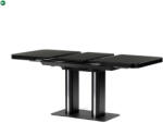 Artium Kihúzható étkezőasztal 120+40x80x75, fekete matt lakk, edzett üveg