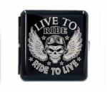 Padonio Gentelo fém cigaretta tárca 20 szál cigarettának - Live to Ride - Ride to Live koponya mintával (DM-5-8045-2)