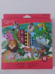 Yalong Stationery színes, háromszögletű ceruzakészlet, 24 darabos, állatos, piros