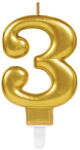 Amscan Gold, Arany számgyertya 3-as tortagyertya (DPA9901775)
