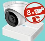 HiLook by Hikvision 8 dómkamerás, 4MP IP komplett kamerarendszer szett