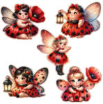  Nyomtatott dekorkarton - Katica tündérek 5db/cs 6762