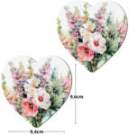  Nyomtatott fa tábla - Vadvirágos szív 9, 6cm 2db/csomag - papelito