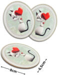  Nyomtatott dekorkarton - Valentin napi cica ovál tábla 3db/cs - papelito
