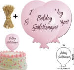 Nyomtatott dekorkarton - Boldog születésnapot lufi - rózsaszín 3db/csomag