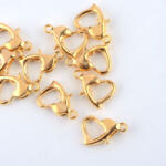  Delfinkapocs szív, nikkelmentes 5 db/cs- arany szín