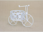  Fém bicikli/ virágtartó, fehér 6*10, 5*7, 5cm 7481