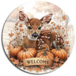  Nyomtatott fa tábla koszorú közép - Bambi welcome 11, 8cm 2675
