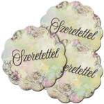  Nyomtatott fa tábla - Virágos tábla - Szeretettel 3db/csom - papelito