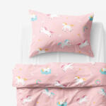 Goldea gyermek pamut ágyneműhuzat - vidám egyszarvúak 150 x 200 és 50 x 60 cm