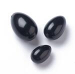  Fekete Obszidián Ásvány Tojás Ovális Marokkő Átfúrt Medál (Méret: M) ~38-40x25-26mm