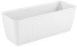 Prosperplast Jardiniera decorativa, Prosperplast, imitatie ratan, suport, alba, 49.2x17.2x17.4 cm (DRL500PW-S449)