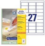 AVERY Etikett AVERY L4737REV-100 63, 5x29, 6 mm univerzális visszaszedhető 2700 címke/doboz 100 ív/doboz (L4737REV-100) - robbitairodaszer
