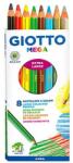 GIOTTO Színes ceruza GIOTTO Mega hatszögletű extra vastag 8 darabos (6 alapszín+arany+ezüst) (2254 00) - robbitairodaszer