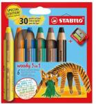 STABILO Színes ceruza STABILO Woody Tiger 3in1 hengeres vastag hegyezővel 6 darabos (8806-4-2) - robbitairodaszer