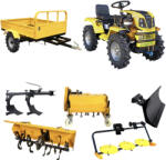 ProGarden Minitractor ProGARDEN Campo T18 V25.1 4x4, 18CP, benzina, hidraulica fata-spate, roti 6.00-12 cu remorca 600 kg + freza tractata, plug, tocator vegetatie, cositoare cu discuri si lama zapada pietris (