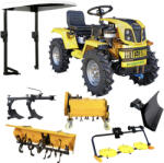 ProGarden Minitractor ProGARDEN Campo T18 V25.1 4x4, 18CP, benzina, hidraulica fata-spate, roti 6.00-12 cu acoperis + freza tractata, plug, tocator vegetatie, cositoare cu discuri si lama zapada pietris (456000