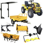 ProGarden Minitractor ProGARDEN Campo T18 V25.1 4x4, 18CP, benzina, hidraulica fata-spate, roti 6.00-12 cu acoperis + remorca 600 kg, freza tractata, plug, tocator vegetatie, cositoare cu discuri si lama zapada