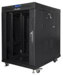 Lanberg FF01-6815-12BL 19" 15U SZÉL: 600 MÉLY: 600 MAG: 898 lapraszerelt üvegajtós fekete rack szekrény (FF01-6815-12BL) - nyomtassingyen
