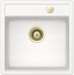 SCHOCK Schock Mono N-100S konyhai mosogatótálca 490 x 510 mm Cristadur Polaris, hófehér és szűrőkosár, távműködtető gomb, túlfolyó takaró White Gold (SETMN100SPOPVWGO)