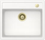 SCHOCK Schock Mono N-100 konyhai mosogatótálca 570 x 510 mm Cristadur Polaris, hófehér és szűrőkosár, távműködtető gomb, túlfolyó takaró White Gold (SETMN100POPVWGO)