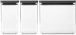 Brabantia 3db-os tárolóedény készlet - sötétszürke 2x1, 6L + 3, 5L (230707)