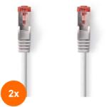 Nedis Set 2 x Cablu S/FTP Cat6 RJ45 Tata, RJ45 Tata, 1 m, Gri, Nedis (TIV-2xCCGP85221GY10)