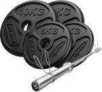 Marbo Sport 45 kg-os olimpiai súlyzó és tárcsakészlet súlyzós edzéshez 30-40 KG fekete