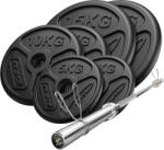 Marbo Sport 75 kg-os olimpiai súlyzó és tárcsakészlet súlyzós edzéshez 30-40 KG fekete