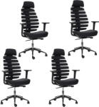 Mercury 4PACK irodai szék FISH BONES PDH fekete műanyag, fekete 26-60, 3D karfa (4 db)