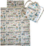  Aztadejó vonatos, repülős bölcsis ovis ágyneműhuzat hátizsákba csomagolva 100x135 cm 40x50 cm (AZTAAGY4)