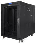 Lanberg FF01-6815-12BL 19" 15U SZÉL: 600mm MÉLY: 800mm MAG: 898mm lapraszerelt LCD üvegajtós fekete rack szekrény - 3bnetwork