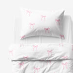 Goldea gyermek pamut ágyneműhuzat - rózsaszín masnik 150 x 200 és 50 x 60 cm