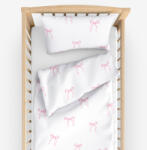 Goldea gyermek pamut ágyneműhuzat kiságyba - rózsaszín masnik 110 x 125 és 35 x 55 cm